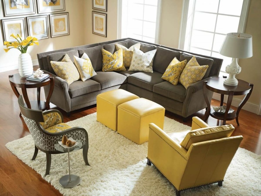 Желтый интерьер гостиной