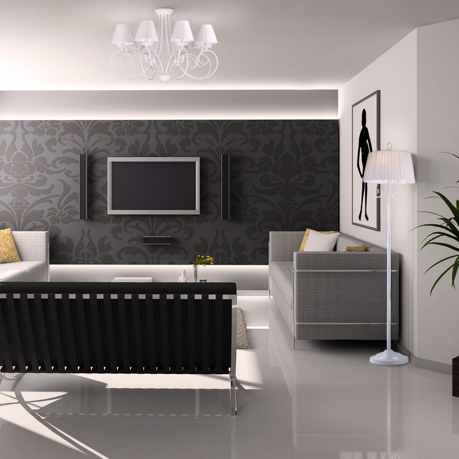 Интерьер с темными полами и дверями