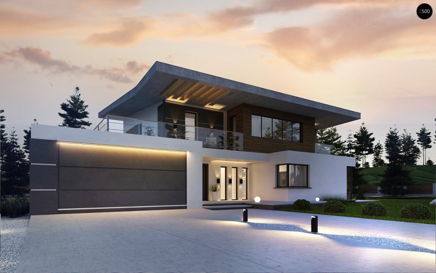 Одноэтажный дом с прямой крышей