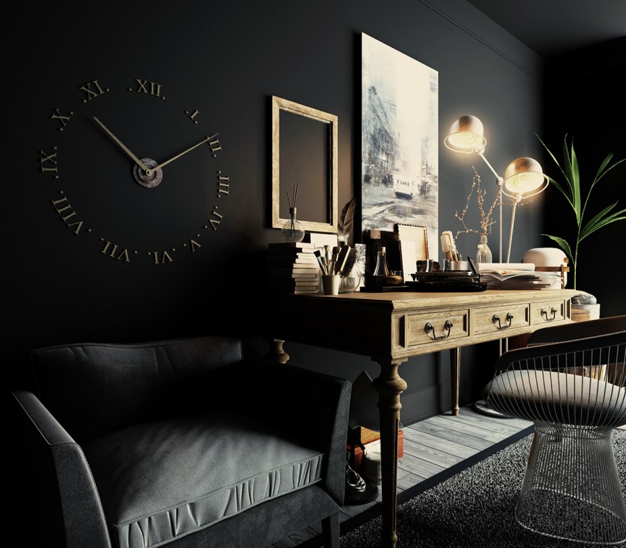 Домашние часы в темных тонах