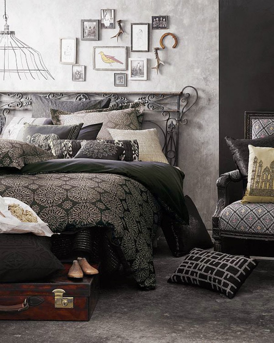 Серо черная спальня
