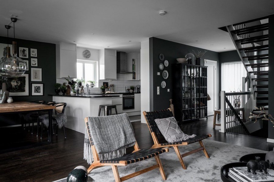 Скандинавский интерьер в темных тонах
