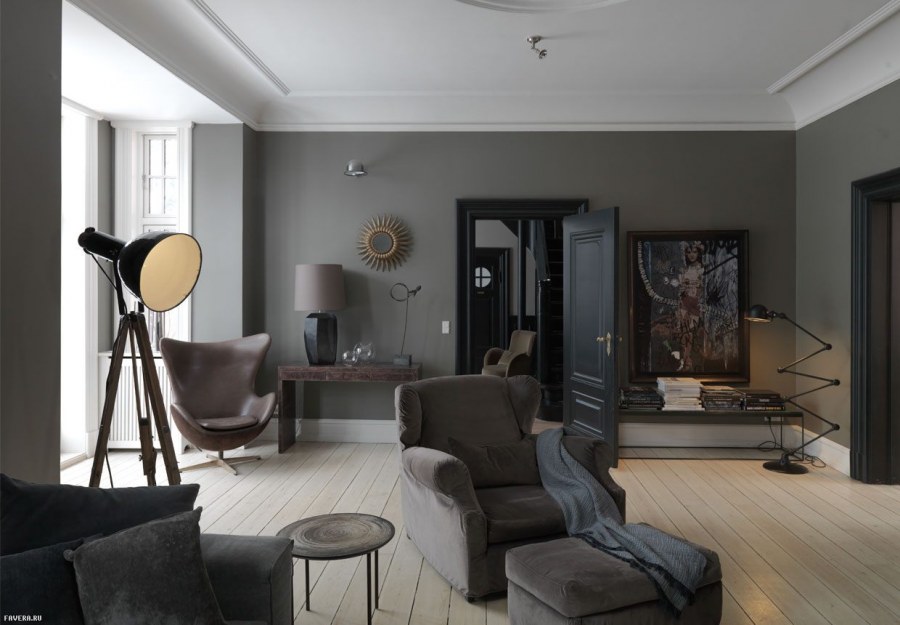 Скандинавский интерьер в темных тонах