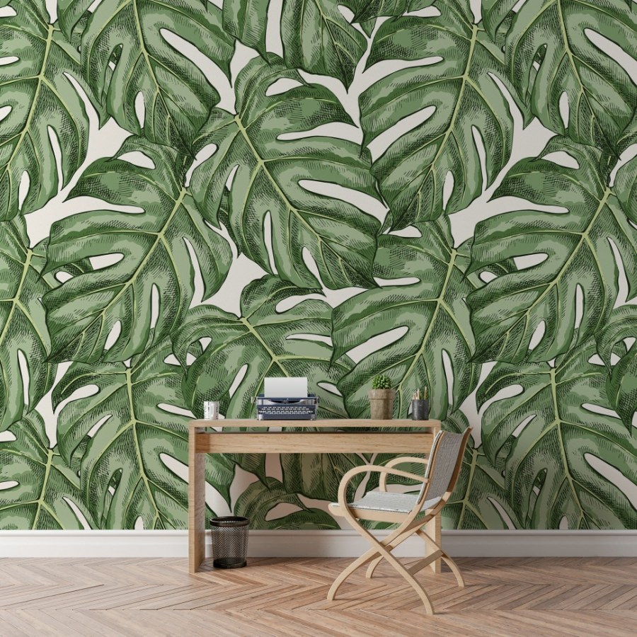 Euro Decor Monstera зеленые 7068-15