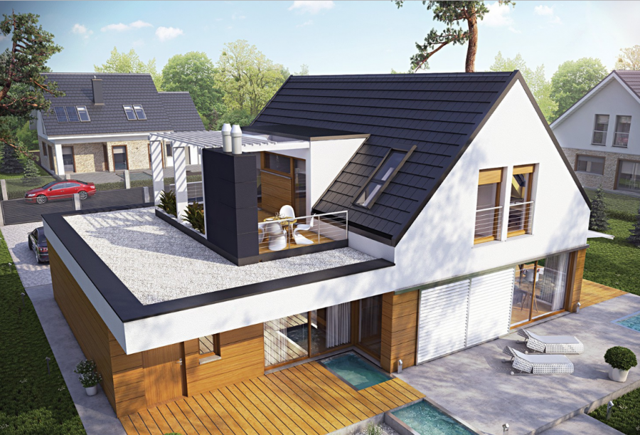 Дом с эксплуатируемой крышей над гаражом