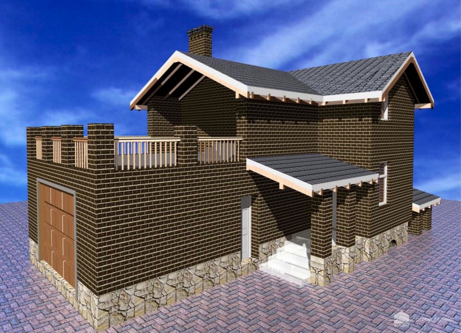 Дом с гаражом и террасой