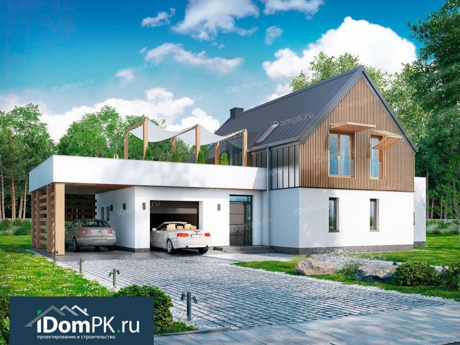 Дом с гарадем и навесом