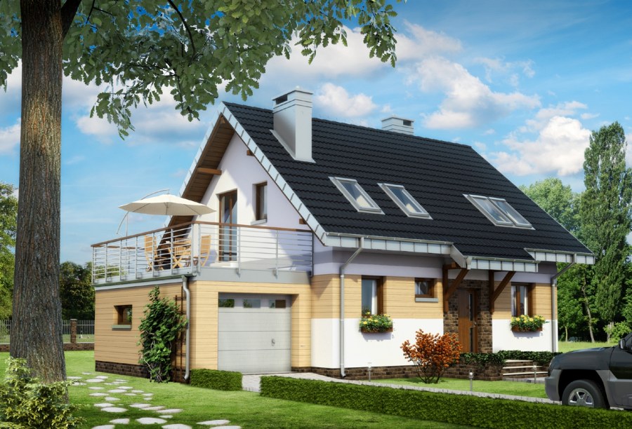 Дом с террасой над гаражом