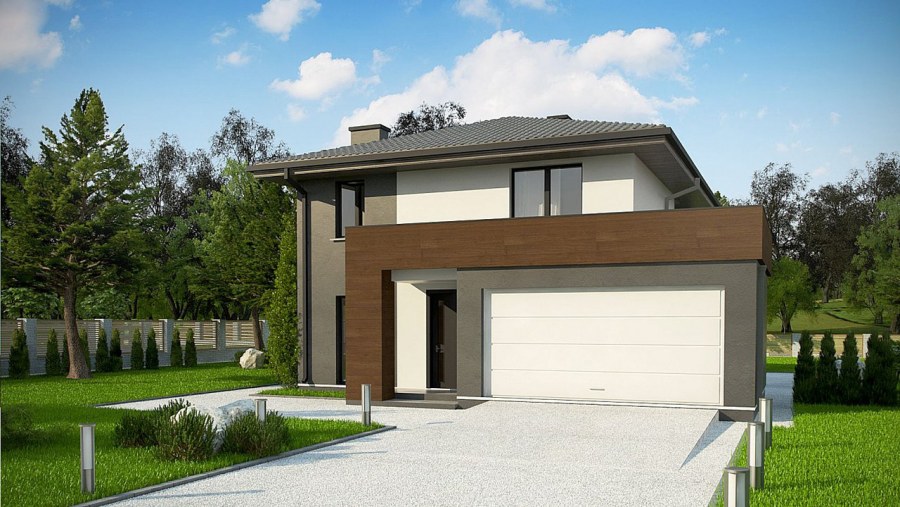 Двухэтажный дом с террасой и гаражом на 2 машины