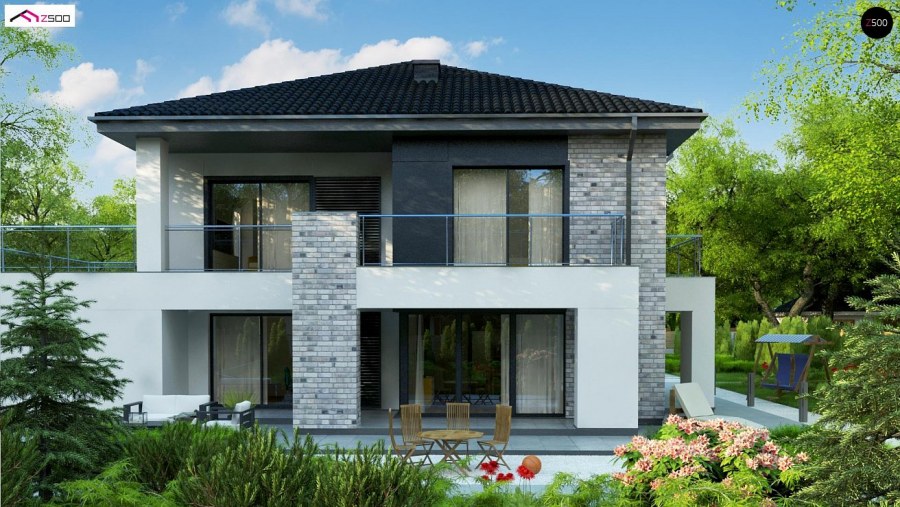 Коттедж с террасой на втором этаже