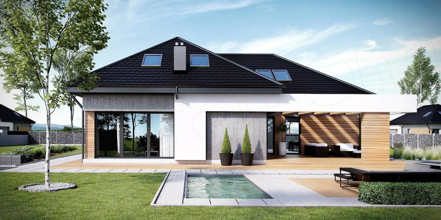 Дом с мансардой в стиле Модерн