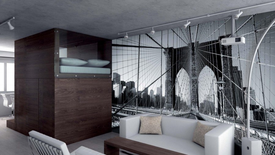 Фотообои Бруклинский мост в интерьере