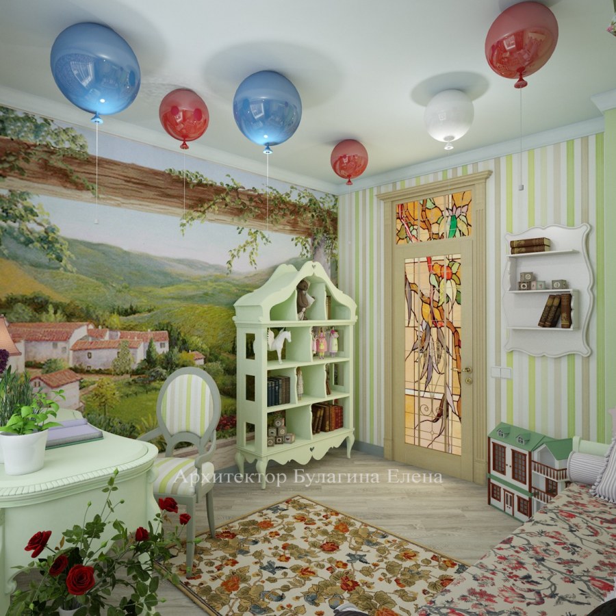 Фреска в интерьере в детской для мальчика