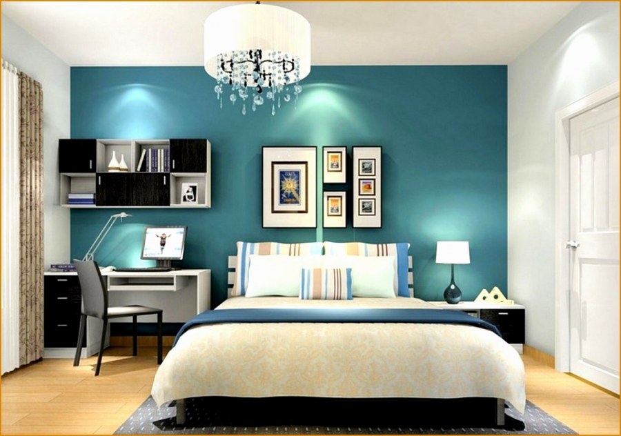 Сине зеленая спальня