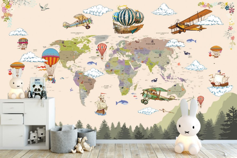 Фотообои карта в детскую
