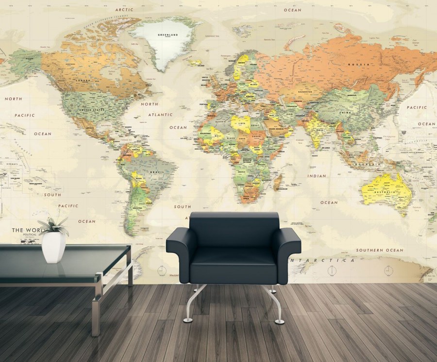 Фотообои политическая карта мира