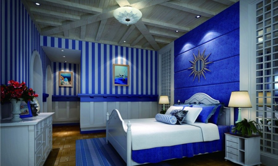Морской стиль в интерьере спальни