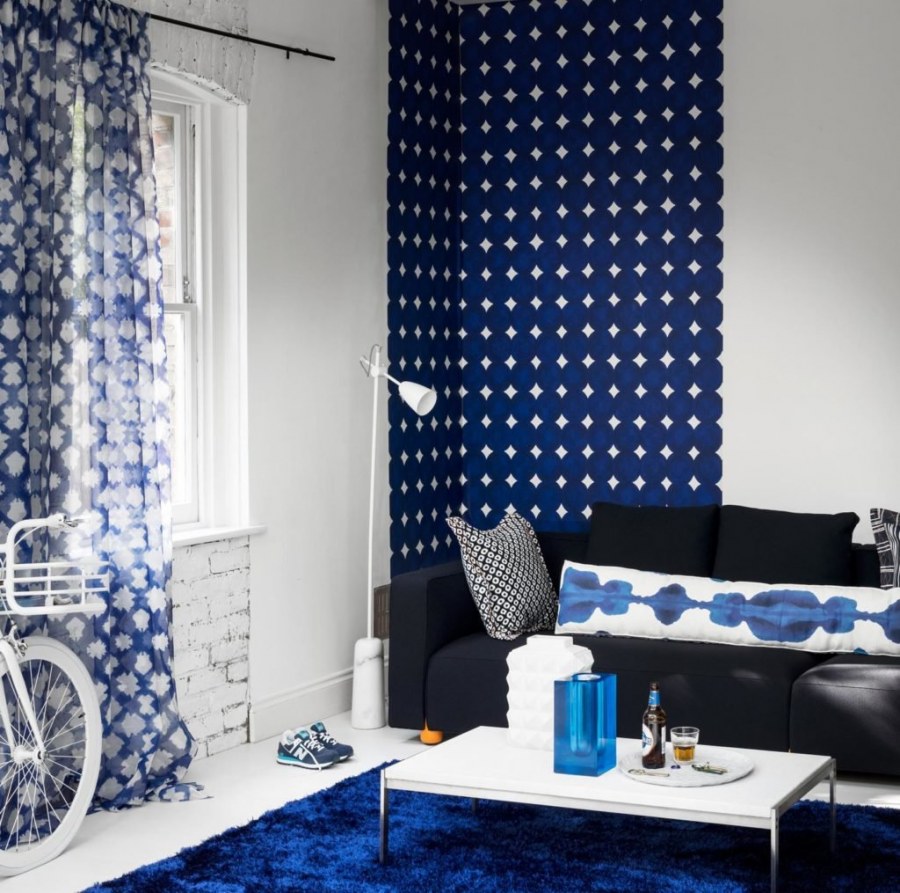 Бело синий интерьер