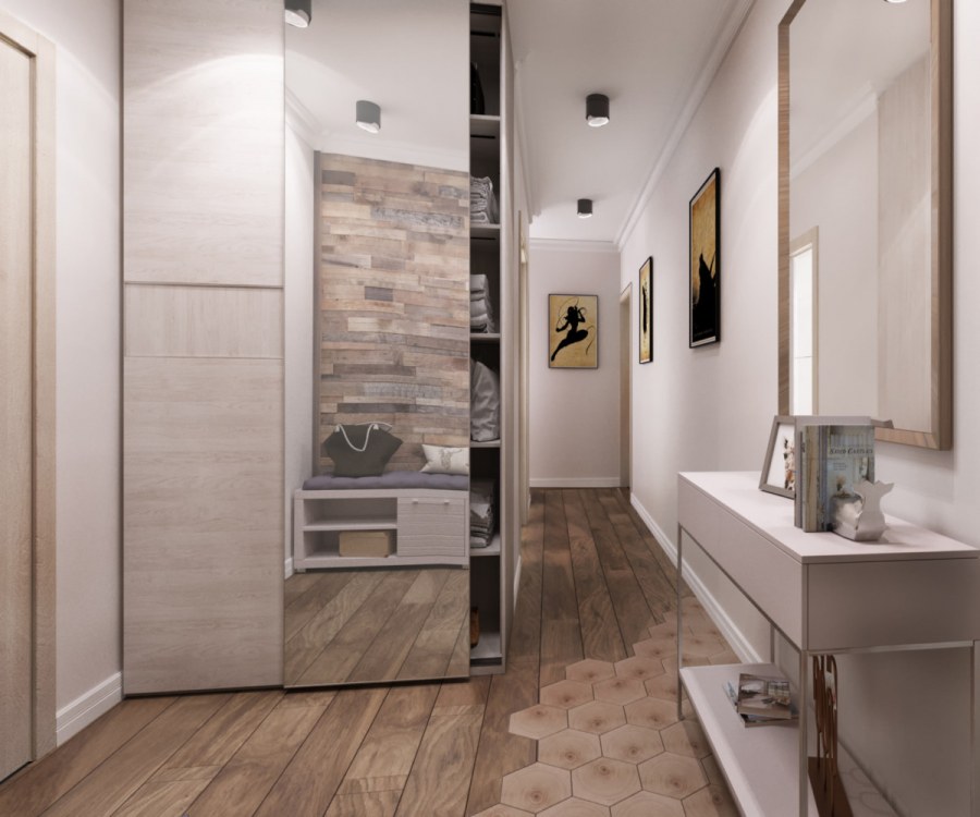 Плитка и ламинат в прихожей