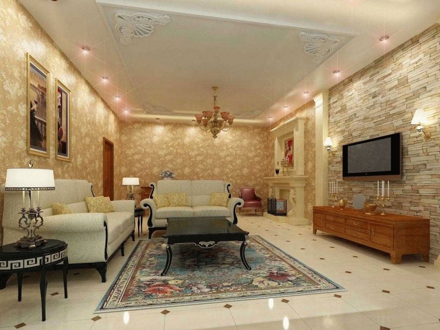 Стильные обои для гостиной