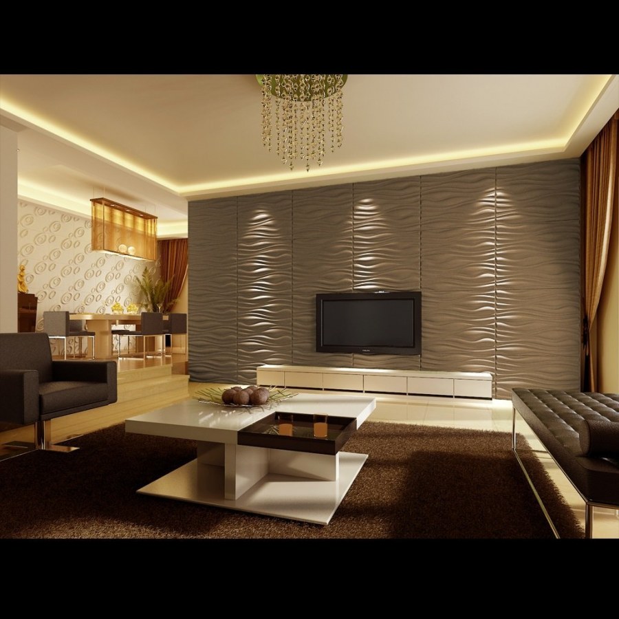 Декоративные панели в интерьере гостиной