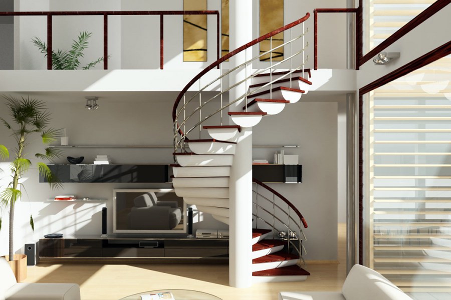 Винтовая лестница в интерьере