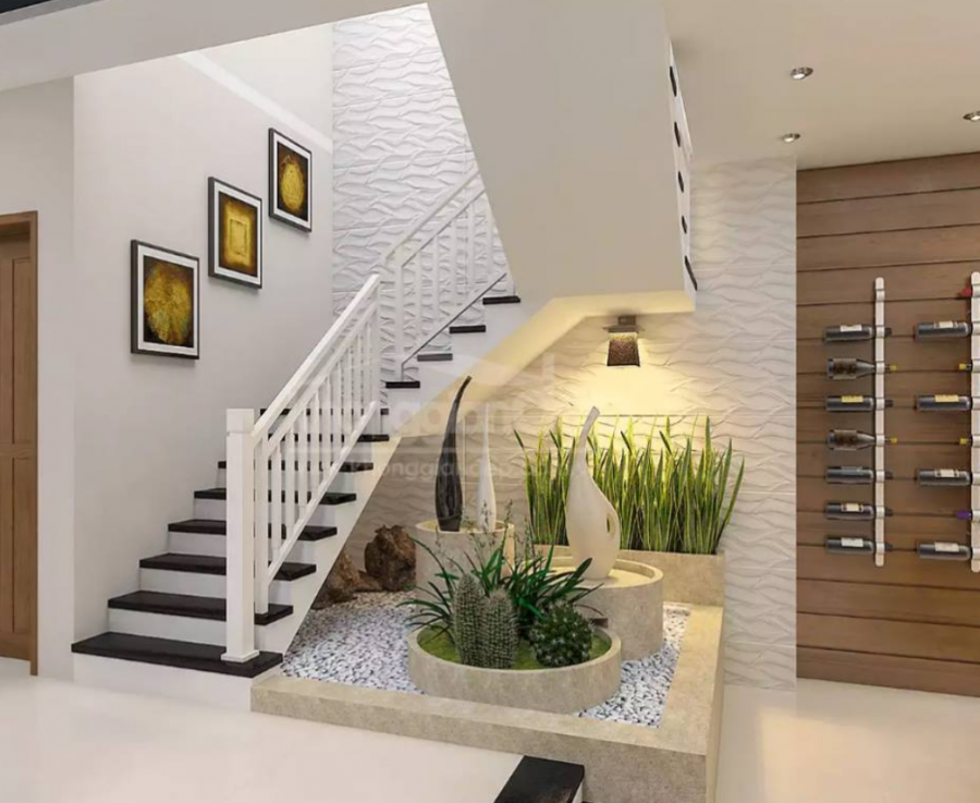 Интерьер под лестницей в частном доме