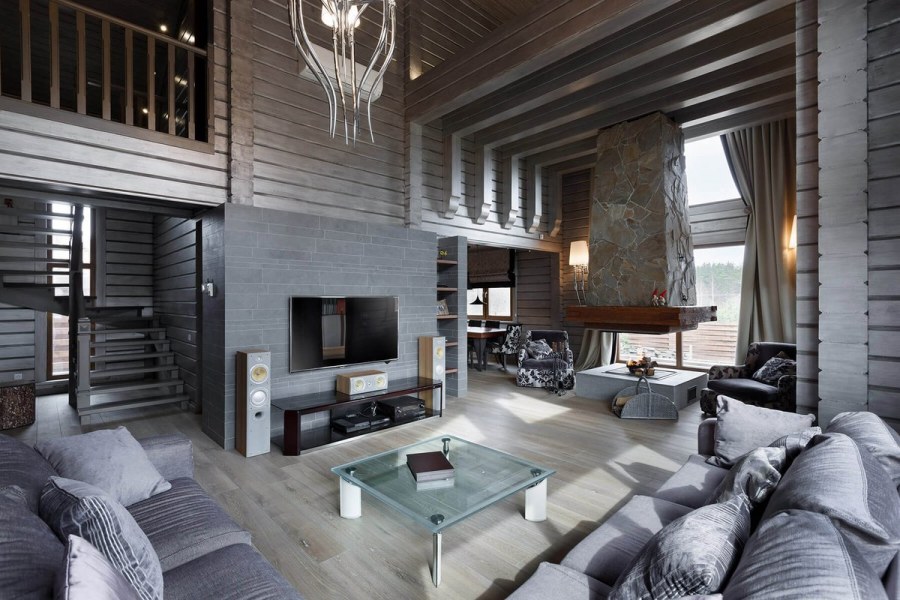 Интерьер в стиле Шале в доме из клееного бруса