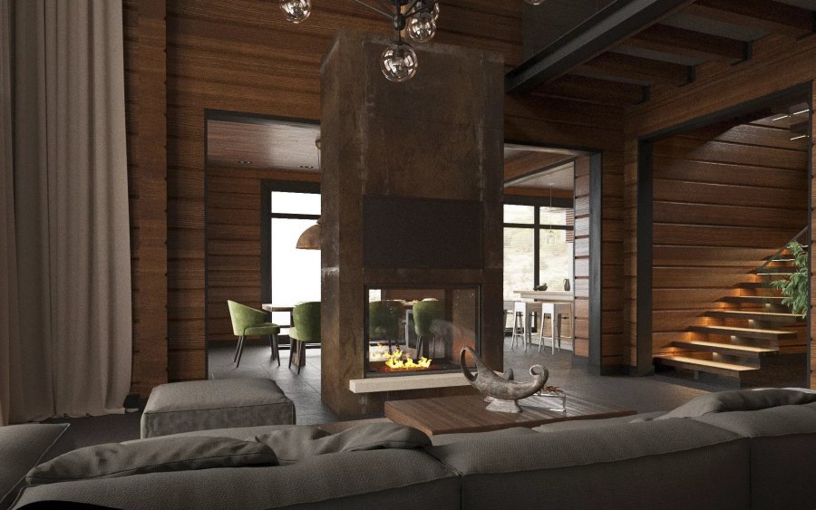 Интерьеры домов из клееного бруса