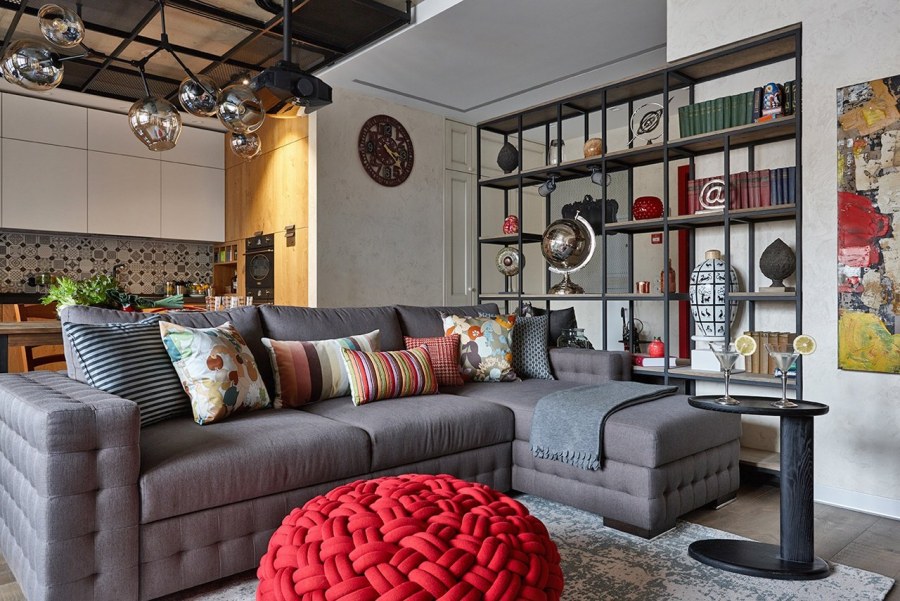 Гостиная в стиле лофт
