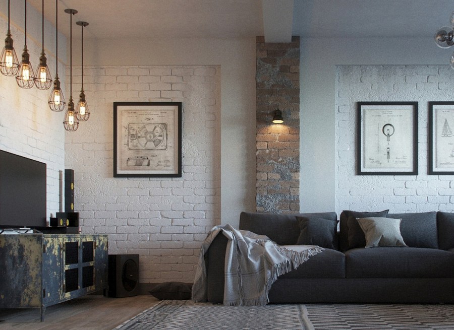 Маленькая гостиная лофт