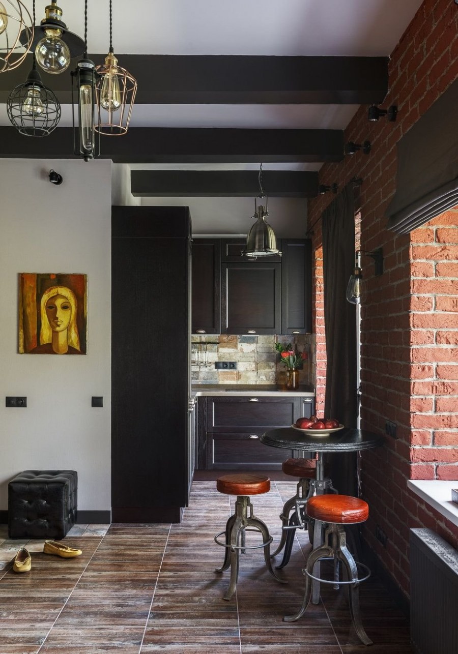 Интерьер студии лофт 30кв