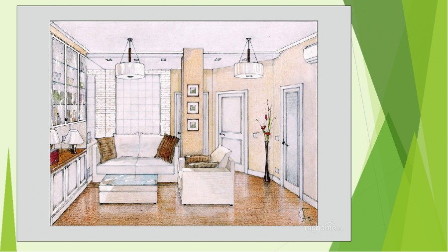 Эскиз интерьера жилой комнаты