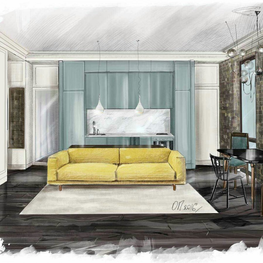 Эскизный коллаж интерьера