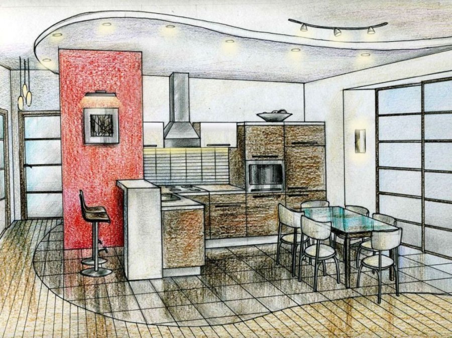 Зарисовки интерьера кухни