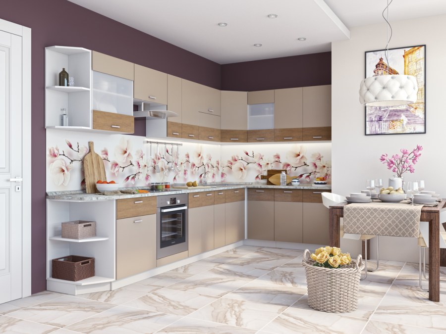 Светлые обои на кухню