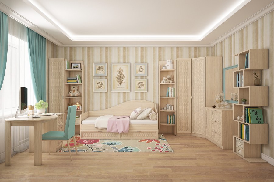 Детские комнаты в светлых тонах