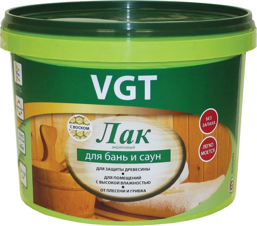 Лак для саун и бань акриловый 0.9кг "VGT"