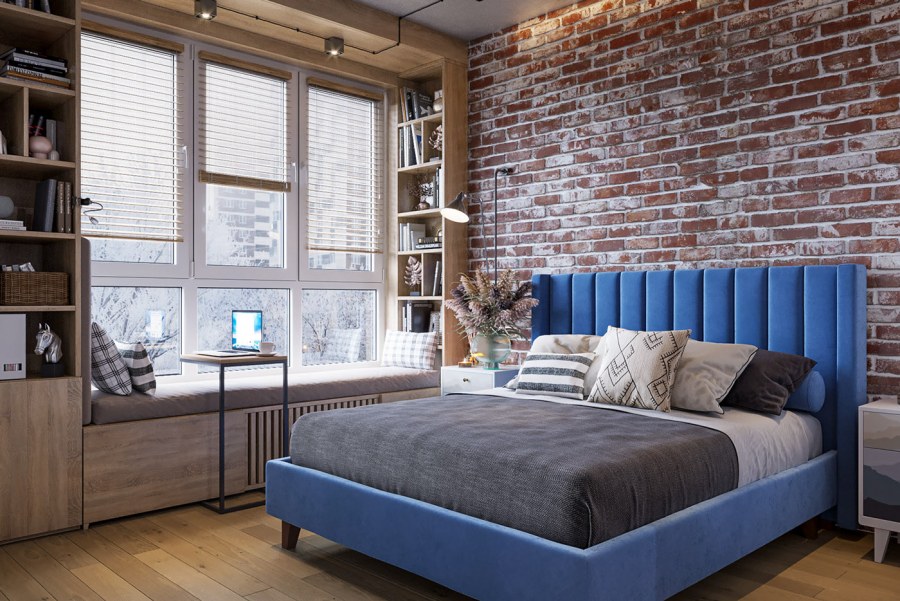 Спальня в стиле лофт