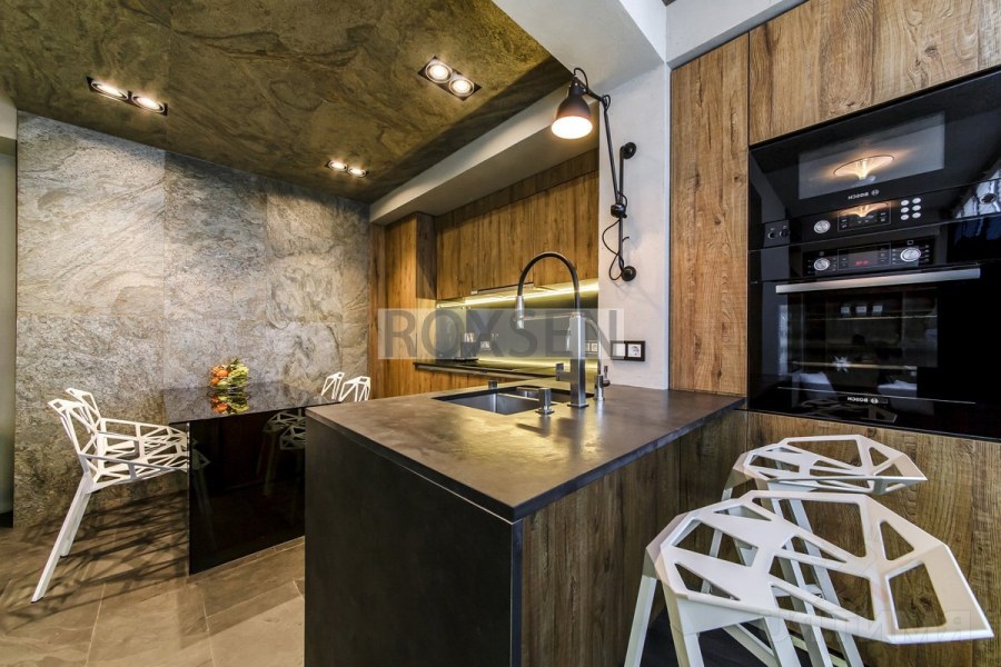 Кухня каменный шпон