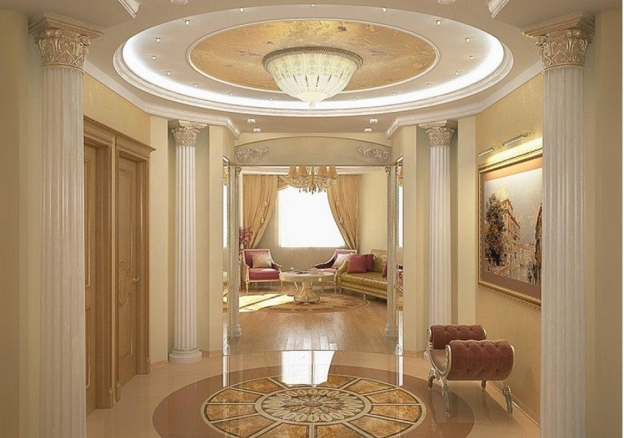 Гостиная с колоннами в классическом стиле