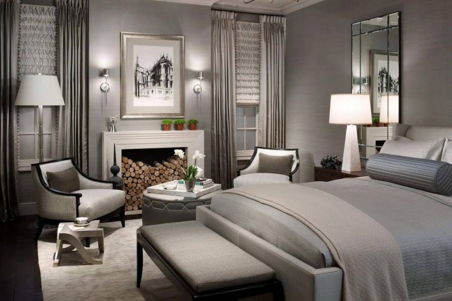 Спальня в стиле арт деко в серых тонах