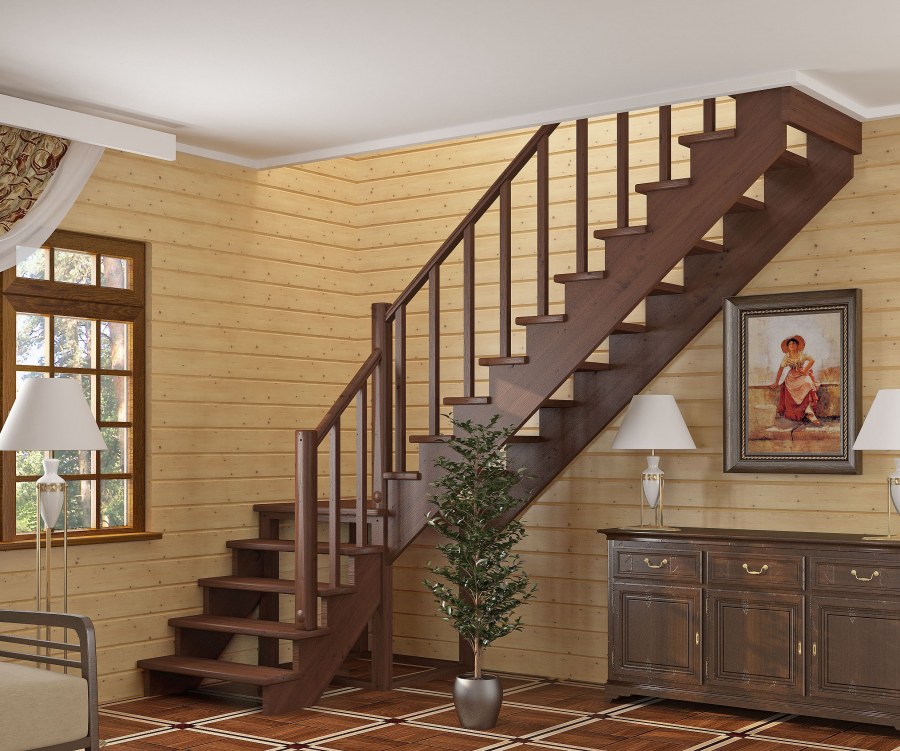 Лестница деревянная к-002м