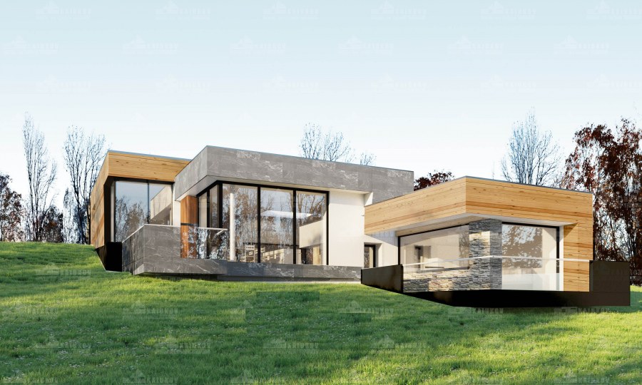 Дом с плоской крышей монолит 170 м