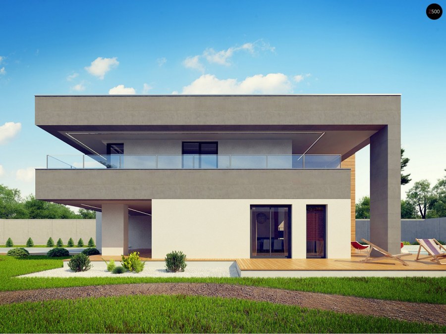 Кирпичный дом с плоской крышей