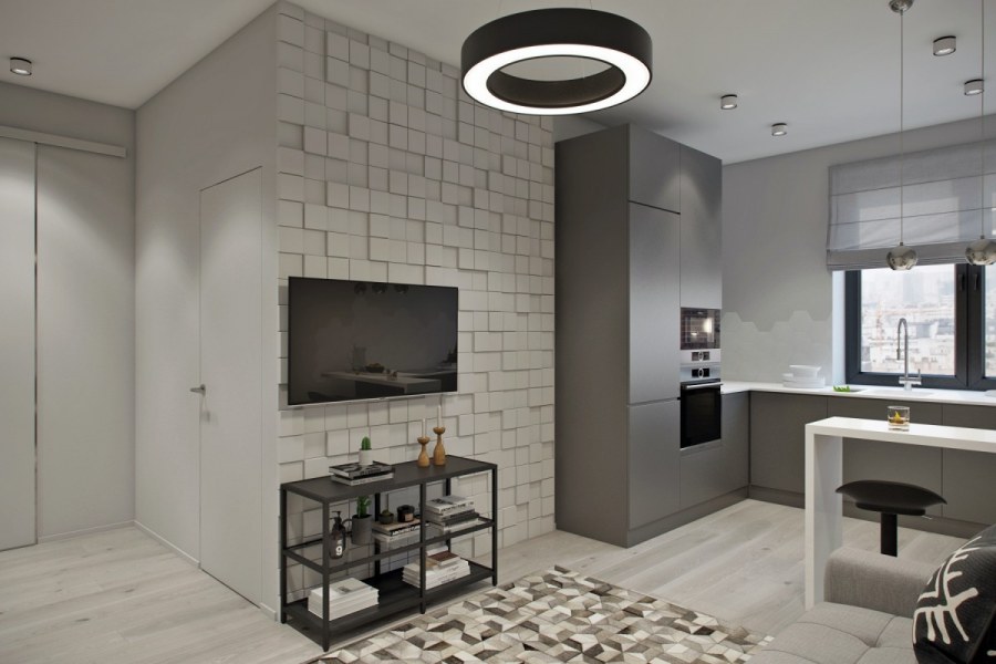 Интерьер студии 42 кв м