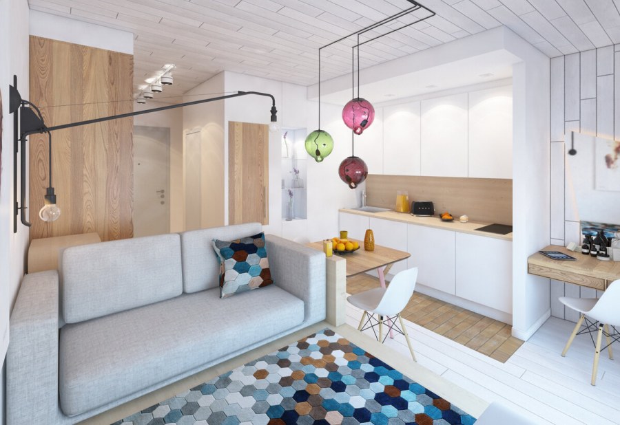 Интерьер студии 28 кв