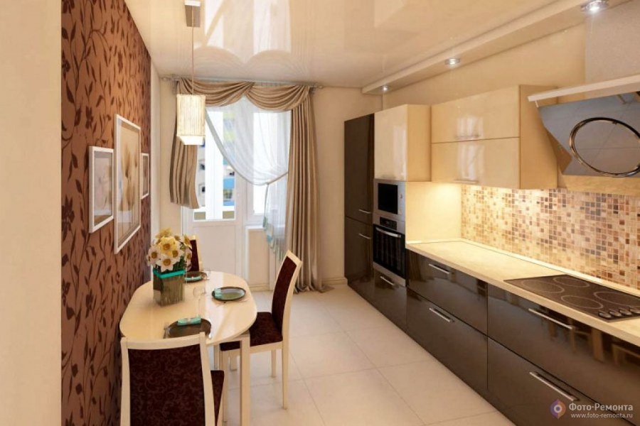Кухня в коричнево-бежевых тонах