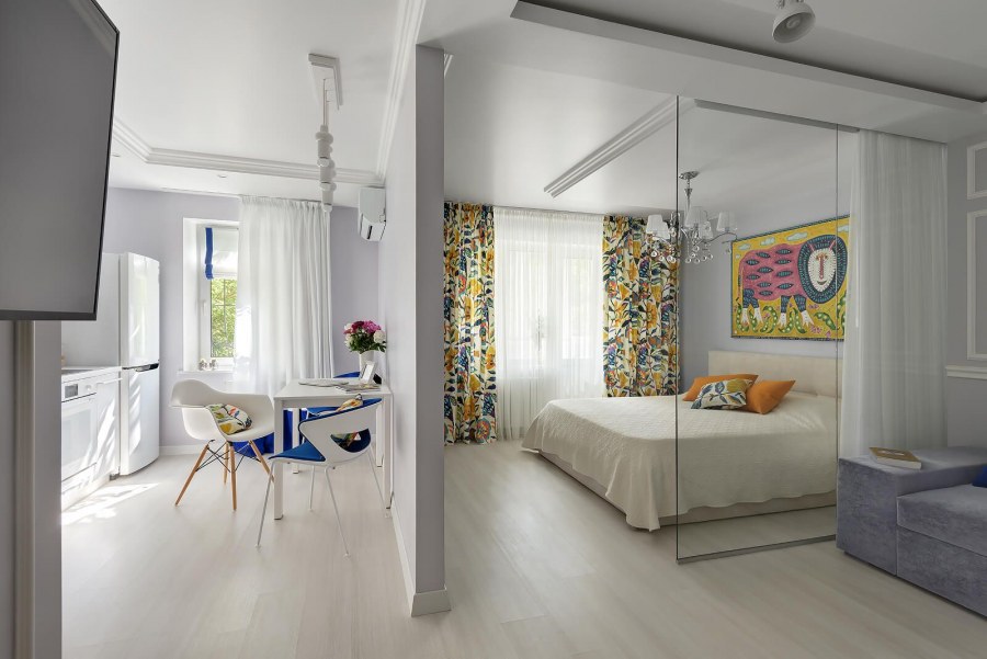 Интерьер однокомнатной студии 45 кв.м