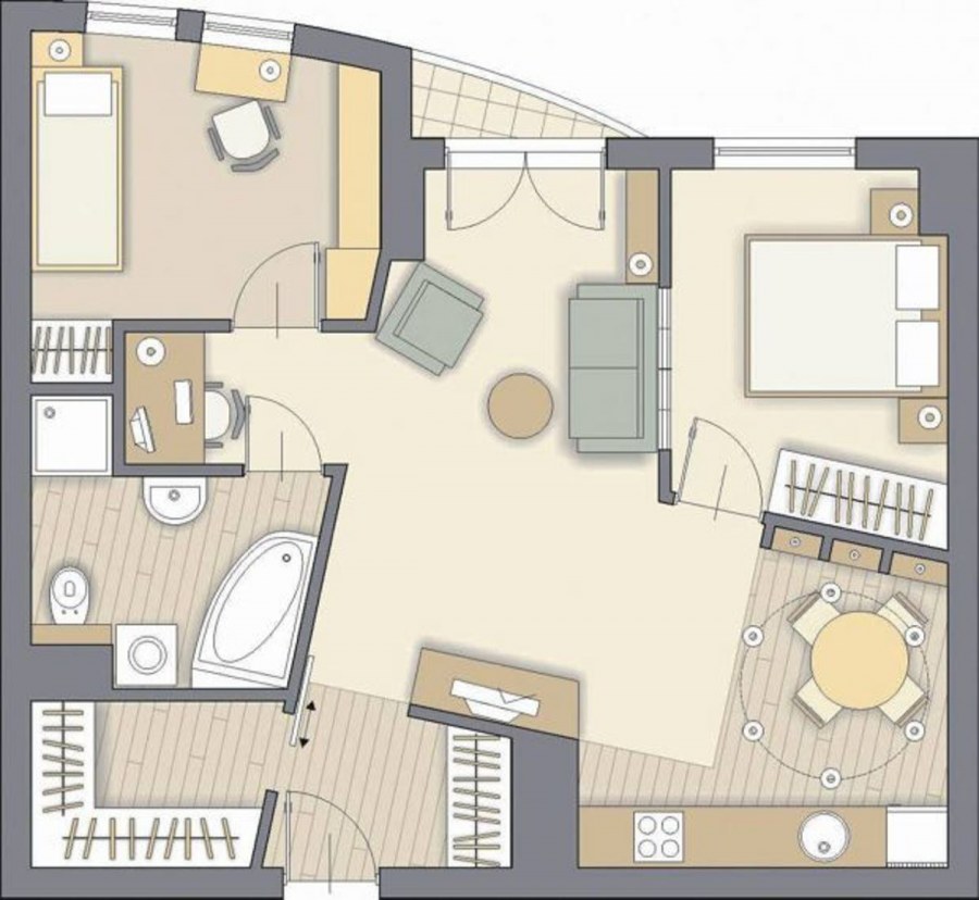 Деление квартиры на студии план